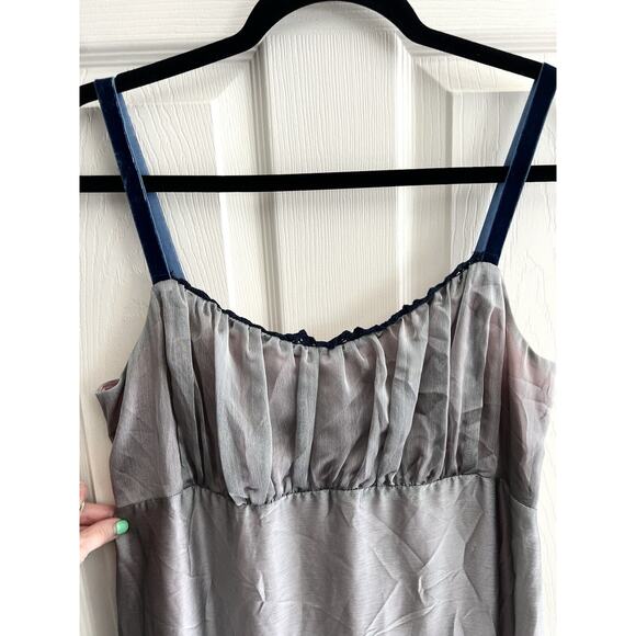 CAROLE LITTLE Vintage Y2K Empire Waist Velvet Straps Leaf Midi Fairy Dress - Picture 3 of 12